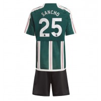 Manchester United Jadon Sancho #25 Fotballklær Bortedraktsett Barn 2023-24 Kortermet (+ korte bukser)
